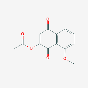 molecular formula C13H10O5 B11863532 8-Methoxy-1,4-dioxo-1,4-dihydronaphthalen-2-yl acetate CAS No. 61266-41-9