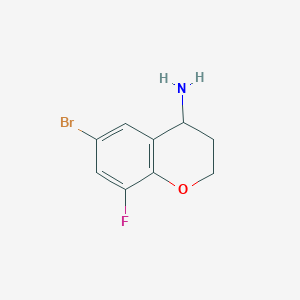 molecular formula C9H9BrFNO B11863982 6-Bromo-8-fluorochroman-4-amine 