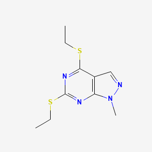 molecular formula C10H14N4S2 B11864012 4,6-Bis(ethylthio)-1-methyl-1H-pyrazolo[3,4-d]pyrimidine 