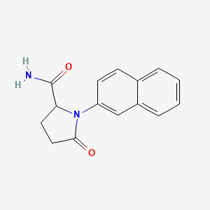 molecular formula C15H14N2O2 B11864363 1-(Naphthalen-2-yl)-5-oxopyrrolidine-2-carboxamide 