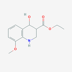 molecular formula C13H17NO4 B11864438 Ethyl 4-hydroxy-8-methoxy-1,2,3,4-tetrahydroquinoline-3-carboxylate 