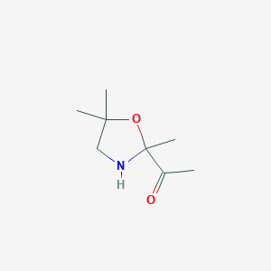 B118646 1-(2,5,5-Trimethyl-1,3-oxazolidin-2-yl)ethanone CAS No. 141089-20-5