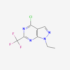 molecular formula C8H6ClF3N4 B11864910 4-Chloro-1-ethyl-6-(trifluoromethyl)-1H-pyrazolo[3,4-d]pyrimidine 