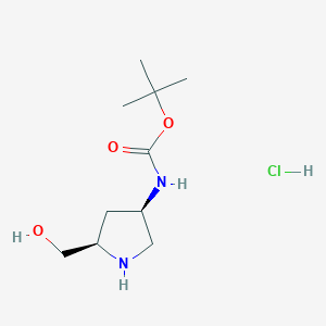 molecular formula C10H21ClN2O3 B11865267 tert-Butyl ((3R,5R)-5-(hydroxymethyl)pyrrolidin-3-yl)carbamate hydrochloride 