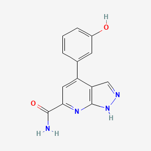 molecular formula C13H10N4O2 B11865400 4-(3-Hydroxyphenyl)-1H-pyrazolo[3,4-b]pyridine-6-carboxamide CAS No. 918132-92-0