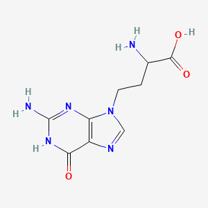 molecular formula C9H12N6O3 B11865483 2-Amino-4-(2-amino-6-oxo-1H-purin-9(6H)-yl)butanoic acid CAS No. 25643-92-9