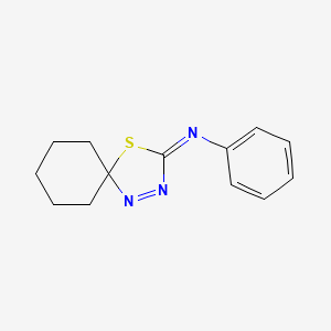 molecular formula C13H15N3S B11865632 (3E)-N-Phenyl-4-thia-1,2-diazaspiro[4.5]dec-1-en-3-imine CAS No. 25688-10-2