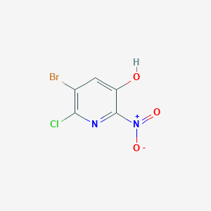molecular formula C5H2BrClN2O3 B11865973 5-Bromo-6-chloro-2-nitropyridin-3-OL 
