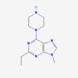 molecular formula C12H18N6 B11866014 2-Ethyl-9-methyl-6-(piperazin-1-yl)-9H-purine CAS No. 121370-50-1