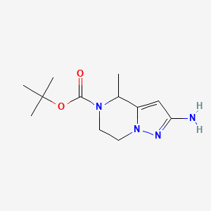 molecular formula C12H20N4O2 B11866211 tert-butyl 2-amino-4-methyl-6,7-dihydro-4H-pyrazolo[1,5-a]pyrazine-5-carboxylate 