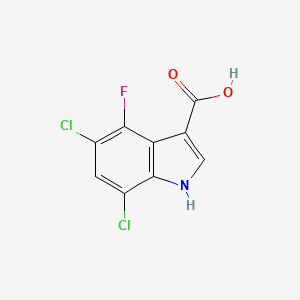 molecular formula C9H4Cl2FNO2 B11866218 5,7-dichloro-4-fluoro-1H-indole-3-carboxylic acid 