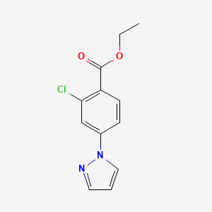 molecular formula C12H11ClN2O2 B11866365 Ethyl 2-chloro-4-(1H-pyrazol-1-yl)benzoate 