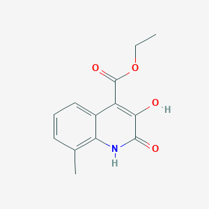 molecular formula C13H13NO4 B11866367 Ethyl 3-hydroxy-8-methyl-2-oxo-1,2-dihydroquinoline-4-carboxylate 