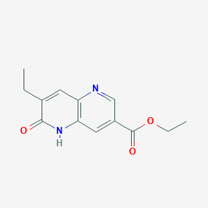 molecular formula C13H14N2O3 B11866588 Ethyl 7-ethyl-6-oxo-5,6-dihydro-1,5-naphthyridine-3-carboxylate 