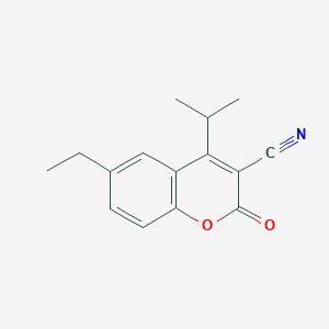 molecular formula C15H15NO2 B11866905 6-Ethyl-4-isopropyl-2-oxo-2H-chromene-3-carbonitrile 