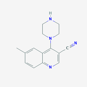 molecular formula C15H16N4 B11867073 6-Methyl-4-(piperazin-1-yl)quinoline-3-carbonitrile 