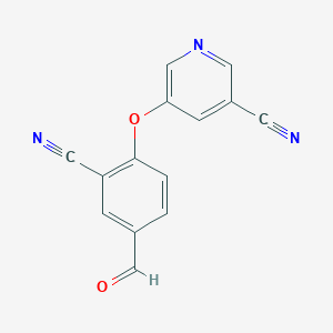 molecular formula C14H7N3O2 B11867088 5-(2-Cyano-4-formylphenoxy)nicotinonitrile 