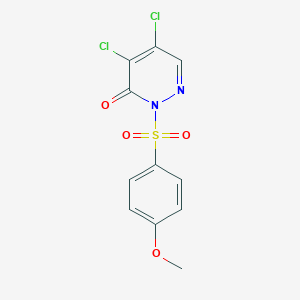 molecular formula C11H8Cl2N2O4S B118672 4,5-Dichloro-2-((4-methoxyphenyl)sulfonyl)-3(2H)-pyridazinone CAS No. 155164-59-3