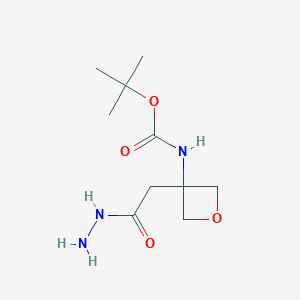 molecular formula C10H19N3O4 B11867212 tert-Butyl (3-(2-hydrazinyl-2-oxoethyl)oxetan-3-yl)carbamate 