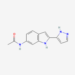 molecular formula C13H12N4O B11867339 N-(2-(1H-Pyrazol-3-yl)-1H-indol-6-yl)acetamide CAS No. 827318-22-9