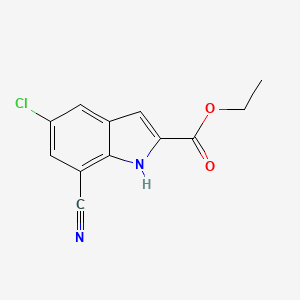 molecular formula C12H9ClN2O2 B11867398 Ethyl 5-chloro-7-cyano-1H-indole-2-carboxylate 