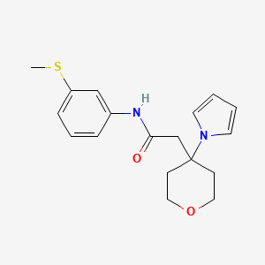 molecular formula C18H22N2O2S B1186756 N-[3-(methylsulfanyl)phenyl]-2-[4-(1H-pyrrol-1-yl)tetrahydro-2H-pyran-4-yl]acetamide 