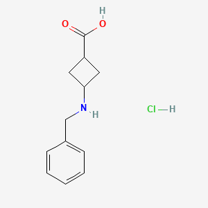 molecular formula C12H16ClNO2 B11867594 3-(Benzylamino)cyclobutanecarboxylic acid hydrochloride 