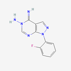 molecular formula C11H9FN6 B11867785 1-(2-Fluorophenyl)-4-imino-1H-pyrazolo[3,4-d]pyrimidin-5(4H)-amine 