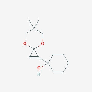 molecular formula C14H22O3 B11867910 Cyclohexanol, 1-(6,6-dimethyl-4,8-dioxaspiro[2.5]oct-1-en-1-yl)- CAS No. 122762-94-1