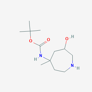molecular formula C12H24N2O3 B11867924 tert-Butyl (6-hydroxy-4-methylazepan-4-yl)carbamate 