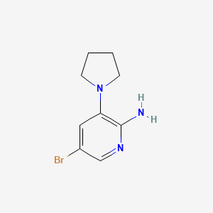 molecular formula C9H12BrN3 B11867953 5-Bromo-3-(pyrrolidin-1-yl)pyridin-2-amine 