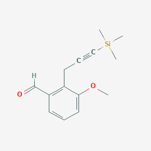 molecular formula C14H18O2Si B11868171 Benzaldehyde, 3-methoxy-2-[3-(trimethylsilyl)-2-propynyl]- CAS No. 212841-98-0