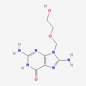 molecular formula C8H12N6O3 B11868320 9-((2-Hydroxyethoxy)methyl)-8-aminoguanine CAS No. 91898-00-9