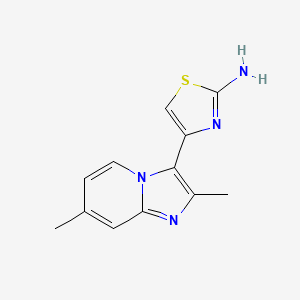 molecular formula C12H12N4S B11868636 4-(2,7-Dimethylimidazo[1,2-a]pyridin-3-yl)thiazol-2-amine 