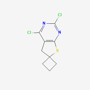 molecular formula C9H8Cl2N2S B11868999 2',4'-Dichloro-5'H-spiro[cyclobutane-1,6'-thieno[2,3-D]pyrimidine] 