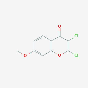 molecular formula C10H6Cl2O3 B11869316 2,3-Dichloro-7-methoxy-4H-1-benzopyran-4-one CAS No. 90876-96-3