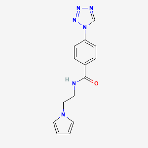 molecular formula C14H14N6O B1186947 N-(2-(1H-pyrrol-1-yl)ethyl)-4-(1H-tetrazol-1-yl)benzamide 