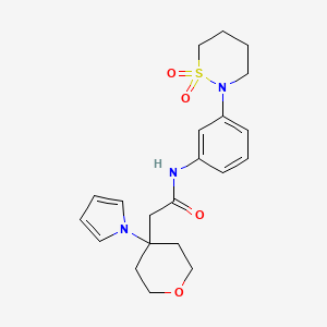 molecular formula C21H27N3O4S B1186956 N-[3-(1,1-dioxido-1,2-thiazinan-2-yl)phenyl]-2-[4-(1H-pyrrol-1-yl)tetrahydro-2H-pyran-4-yl]acetamide 