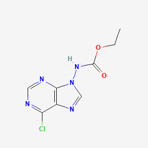 molecular formula C8H8ClN5O2 B11869634 ethyl (6-chloro-9H-purin-9-yl)carbamate CAS No. 89979-33-9
