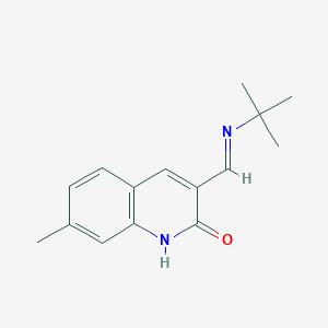 molecular formula C15H18N2O B11869757 3-((tert-Butylimino)methyl)-7-methylquinolin-2(1H)-one CAS No. 578752-46-2