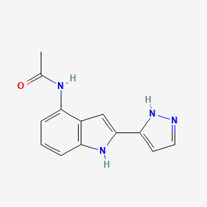 molecular formula C13H12N4O B11869778 N-(2-(1H-Pyrazol-3-yl)-1H-indol-4-yl)acetamide CAS No. 827318-19-4