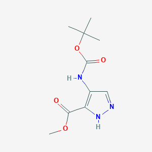 molecular formula C10H15N3O4 B11869961 Methyl 4-((tert-butoxycarbonyl)amino)-1H-pyrazole-3-carboxylate 
