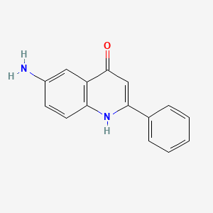 molecular formula C15H12N2O B11869996 6-Amino-2-phenylquinolin-4-ol CAS No. 80789-70-4