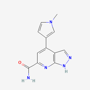 molecular formula C12H11N5O B11870009 4-(1-Methyl-1H-pyrrol-3-yl)-1H-pyrazolo[3,4-b]pyridine-6-carboxamide CAS No. 918133-04-7