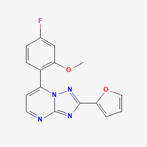 molecular formula C16H11FN4O2 B1187005 5-fluoro-2-[2-(2-furyl)[1,2,4]triazolo[1,5-a]pyrimidin-7-yl]phenyl methyl ether 