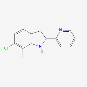 molecular formula C14H13ClN2 B11870059 6-Chloro-7-methyl-2-(pyridin-2-yl)indoline 