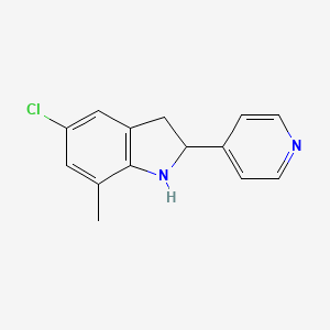 molecular formula C14H13ClN2 B11870063 5-Chloro-7-methyl-2-(pyridin-4-yl)indoline 