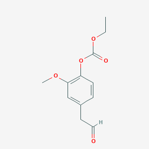 molecular formula C12H14O5 B11870216 Ethyl (2-methoxy-4-(2-oxoethyl)phenyl) carbonate 
