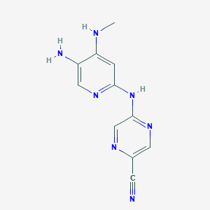 molecular formula C11H11N7 B11870377 5-((5-Amino-4-(methylamino)pyridin-2-yl)amino)pyrazine-2-carbonitrile 