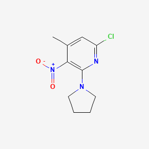 molecular formula C10H12ClN3O2 B11870596 6-Chloro-4-methyl-3-nitro-2-(pyrrolidin-1-yl)pyridine 